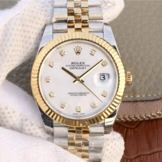 AAA Replica Rolex Datejust M126333-0018 EW Factory Yellow Gold White Dial Mens Watch
