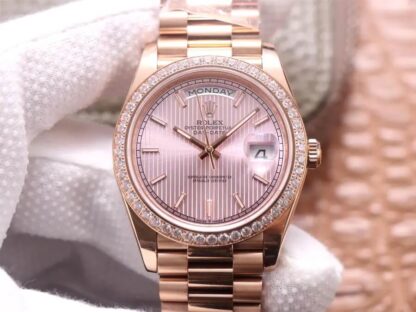 AAA Replica Rolex Day Date M228345RBR-0010 EW Factory Pink Dial Mens Watch