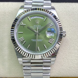 AAA Replica Rolex Day Date M228239-0033 EW Factory Stainless Steel Olive Green Dial Mens Watch