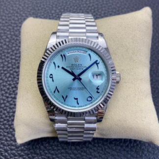 AAA Replica Rolex Day Date BP Factory Middle East Custom Stainless Steel Ice Blue Dial Mens Watch