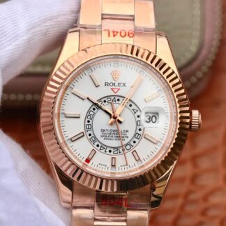 AAA Replica Rolex Sky Dweller M326935-0005 Noob Factory Rose Gold White Dial Mens Watch