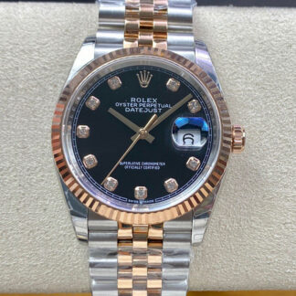 AAA Replica Rolex Datejust M126231-0019 EW Factory Diamond Black Dial Mens Watch