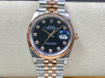 AAA Replica Rolex Datejust M126231-0019 EW Factory Diamond Black Dial Mens Watch