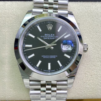 AAA Replica Rolex Datejust M126300-0012 EW Factory Stainless Steel Black Dial Mens Watch
