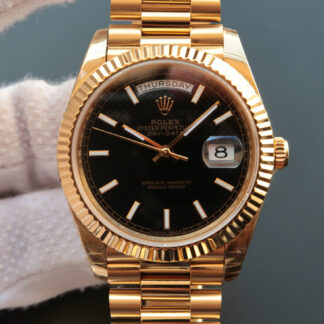 AAA Replica Rolex Day Date M228238-0004 EW Factory Yellow Gold Black Dial Mens Watch