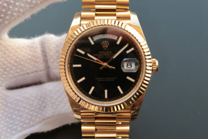 AAA Replica Rolex Day Date M228238-0004 EW Factory Yellow Gold Black Dial Mens Watch