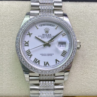 AAA Replica Rolex Day Date M128349RBR-0026 EW Factory Diamond Bezel Mens Watch