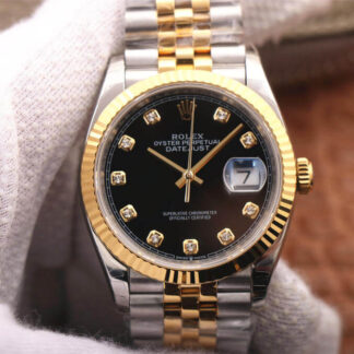 AAA Replica Rolex Datejust M126233-0021 EW Factory Diamond Black Dial Mens Watch