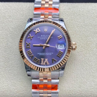 AAA Replica Rolex Datejust M278271-0020 TW Factory Rose Gold Purple Dial Ladies Watch