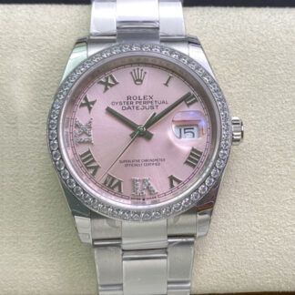 AAA Replica Rolex Datejust M126284RBR-0024 EW Factory Diamond Pink Dial Mens Watch