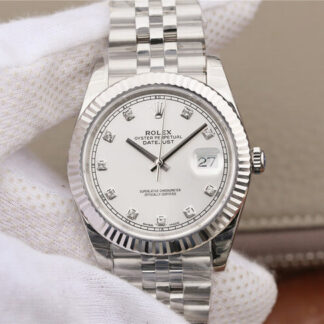 AAA Replica Rolex Datejust M126331 EW Factory White Diamond Dial Mens Watch