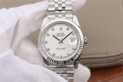 AAA Replica Rolex Datejust M126331 EW Factory White Diamond Dial Mens Watch