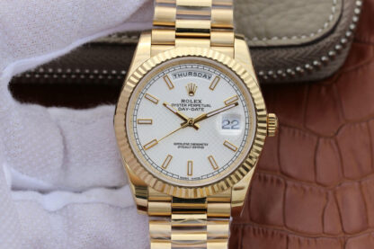 AAA Replica Rolex Day Date M228238-0008 EW Factory Yellow Gold White Dial Mens Watch