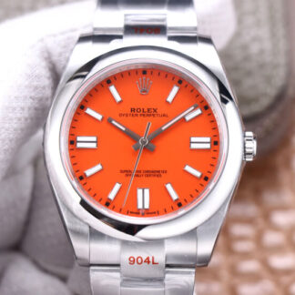 AAA Replica Rolex Oyster Perpetual M124300-0007 EW Factory Orange Dial Mens Watch