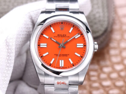 AAA Replica Rolex Oyster Perpetual M124300-0007 EW Factory Orange Dial Mens Watch