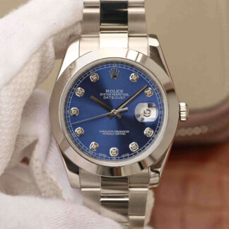 AAA Replica Rolex Datejust M126300 EW Factory Diamond Blue Dial Mens Watch