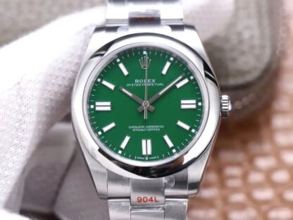 AAA Replica Rolex Oyster Perpetual M124300-0005 41MM EW Factory Green Dial Mens Watch