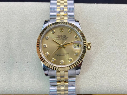 AAA Replica Rolex Datejust M278273-0026 31MM EW Factory Diamond Champagne Dial Ladies Watch