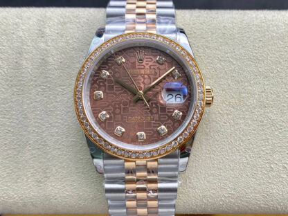 AAA Replica Rolex Datejust M126281RBR-0013 BP Factory Diamond Brown Dial Ladies Watch