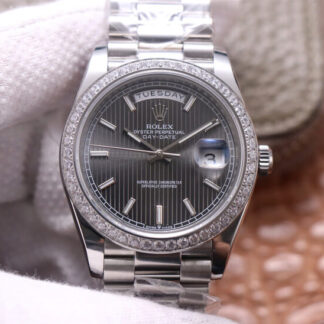 AAA Replica Rolex Day Date M228349RBR-0008 EW Factory Diamond Grey Dial Mens Watch