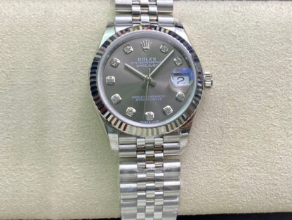 AAA Replica Rolex Datejust M278274-0008 31MM EW Factory Diamond Grey Dial Ladies Watch