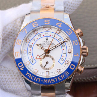 AAA Replica Rolex Yacht-Master M116681-0002 JF Factory Rose Gold White Dial Mens Watch