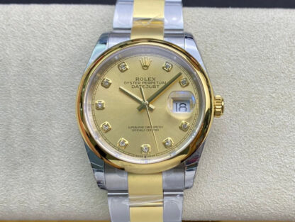 AAA Replica Rolex Datejust M126203-0018 EW Factory Diamond Champagne Dial Mens Watch