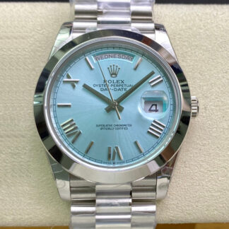 AAA Replica Rolex Day Date M228206-0044 EW Factory Stainless Steel Ice Blue Dial Mens Watch