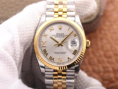 AAA Replica Rolex Datejust M126233-0031 EW Factory Yellow Gold Silver Dial Mens Watch