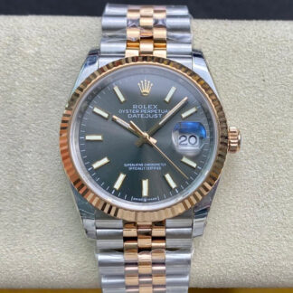 AAA Replica Rolex Datejust M126231-0013 EW Factory Rose Gold Grey Dial Mens Watch
