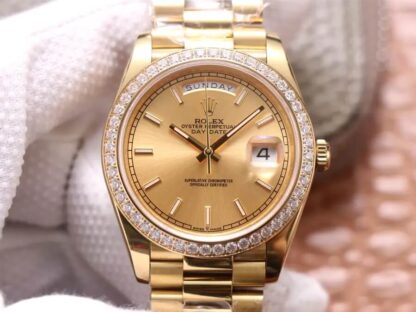 AAA Replica Rolex Day Date M228348RBR-0008 EW Factory Yellow Gold Diamond Dial Mens Watch