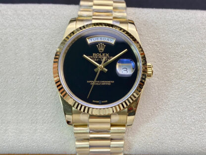 AAA Replica Rolex Day Date 36MM BP Factory Yellow Gold Black Dial Mens Watch