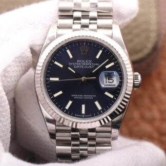 AAA Replica Rolex Datejust M126234-0017 EW Factory Dark Blue Dial Mens Watch