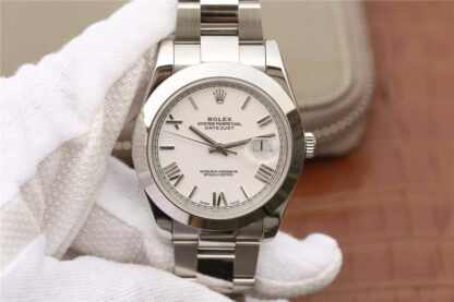 AAA Replica Rolex Datejust 41MM EW Factory Stainless Steel White Dial Mens Watch