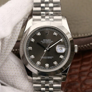 AAA Replica Rolex Datejust M126300 EW Factory Diamond Grey Dial Mens Watch