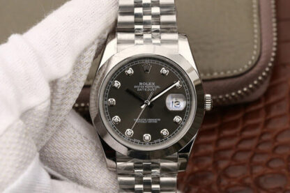 AAA Replica Rolex Datejust M126300 EW Factory Diamond Grey Dial Mens Watch