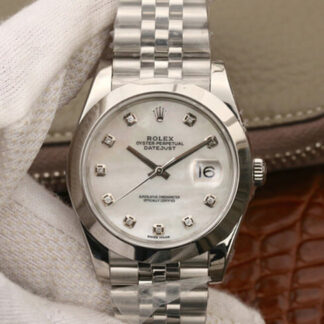 AAA Replica Rolex Datejust M126300 EW Factory Diamond white mother-of-pearl dial Mens Watch