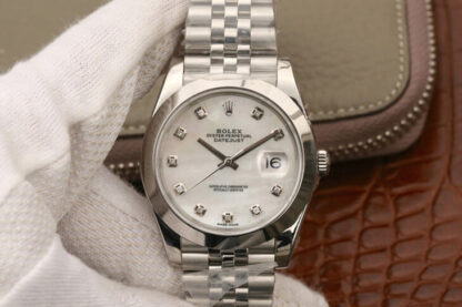 AAA Replica Rolex Datejust M126300 EW Factory Diamond white mother-of-pearl dial Mens Watch