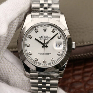 AAA Replica Rolex Datejust M126300 EW Factory White Diamond-set Dial Mens Watch