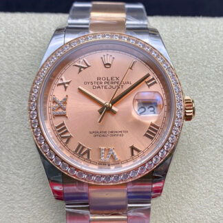 AAA Replica Rolex Datejust M126281RBR-0016 EW Factory Diamond Pink Dial Mens Watch