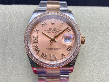 AAA Replica Rolex Datejust M126281RBR-0016 EW Factory Diamond Pink Dial Mens Watch