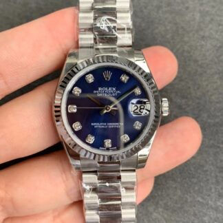 AAA Replica Rolex Datejust 31MM GS Factory Diamond Blue Dial Ladies Watch