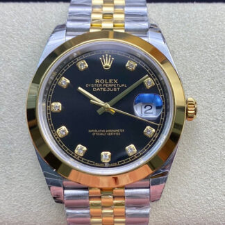AAA Replica Rolex Datejust M126303-0006 EW Factory Yellow Gold Black Dial Mens Watch