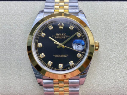 AAA Replica Rolex Datejust M126303-0006 EW Factory Yellow Gold Black Dial Mens Watch