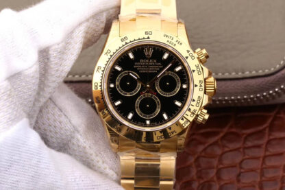 AAA Replica Rolex Daytona Cosmograph M116508-0004 JH Factory Yellow Gold Black Dial Mens Watch