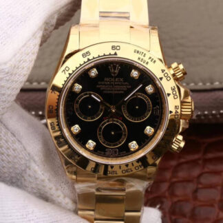 AAA Replica Rolex Daytona Cosmograph M116508-0008 JH Factory Diamond Black Dial Mens Watch