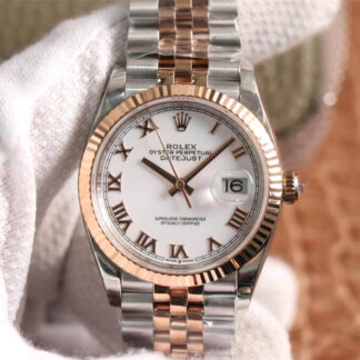 AAA Replica Rolex Datejust M126231-0015 EW Factory Rose Gold White Dial Mens Watch