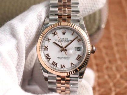 AAA Replica Rolex Datejust M126231-0015 EW Factory Rose Gold White Dial Mens Watch