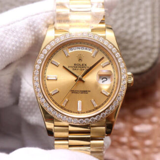 AAA Replica Rolex Day Date M228348RBR-0002 EW Factory Yellow Gold Diamond Dial Mens Watch