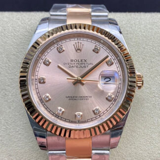 AAA Replica Rolex Datejust M126331-0007 41MM EW Factory V3 Rose Gold Pink Dial Mens Watch